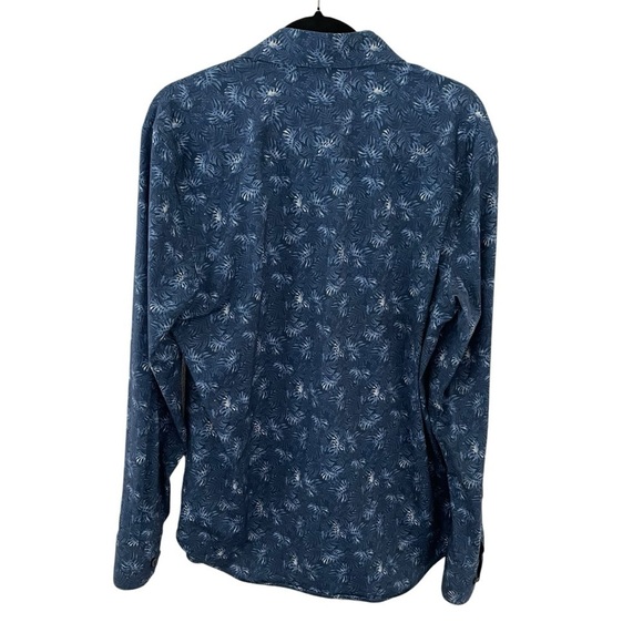 Bugatchi men's size medium 8 Way  Stretch leaf blue all over print - Picture 5 of 10